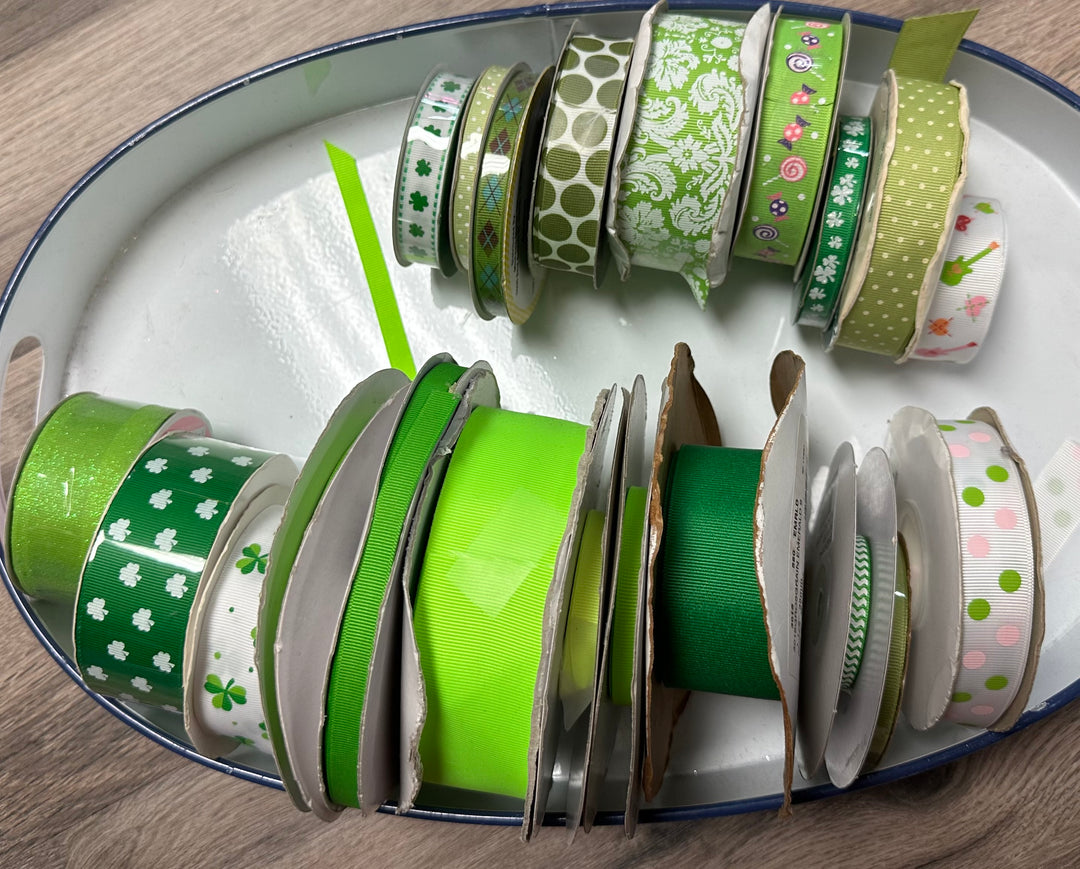 Lot of various Green Grosgrain ribbons