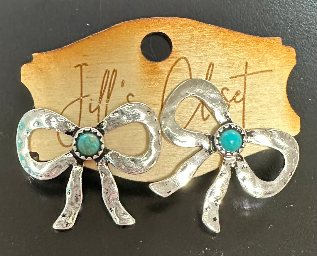 Hammered Silver Bow Earrings