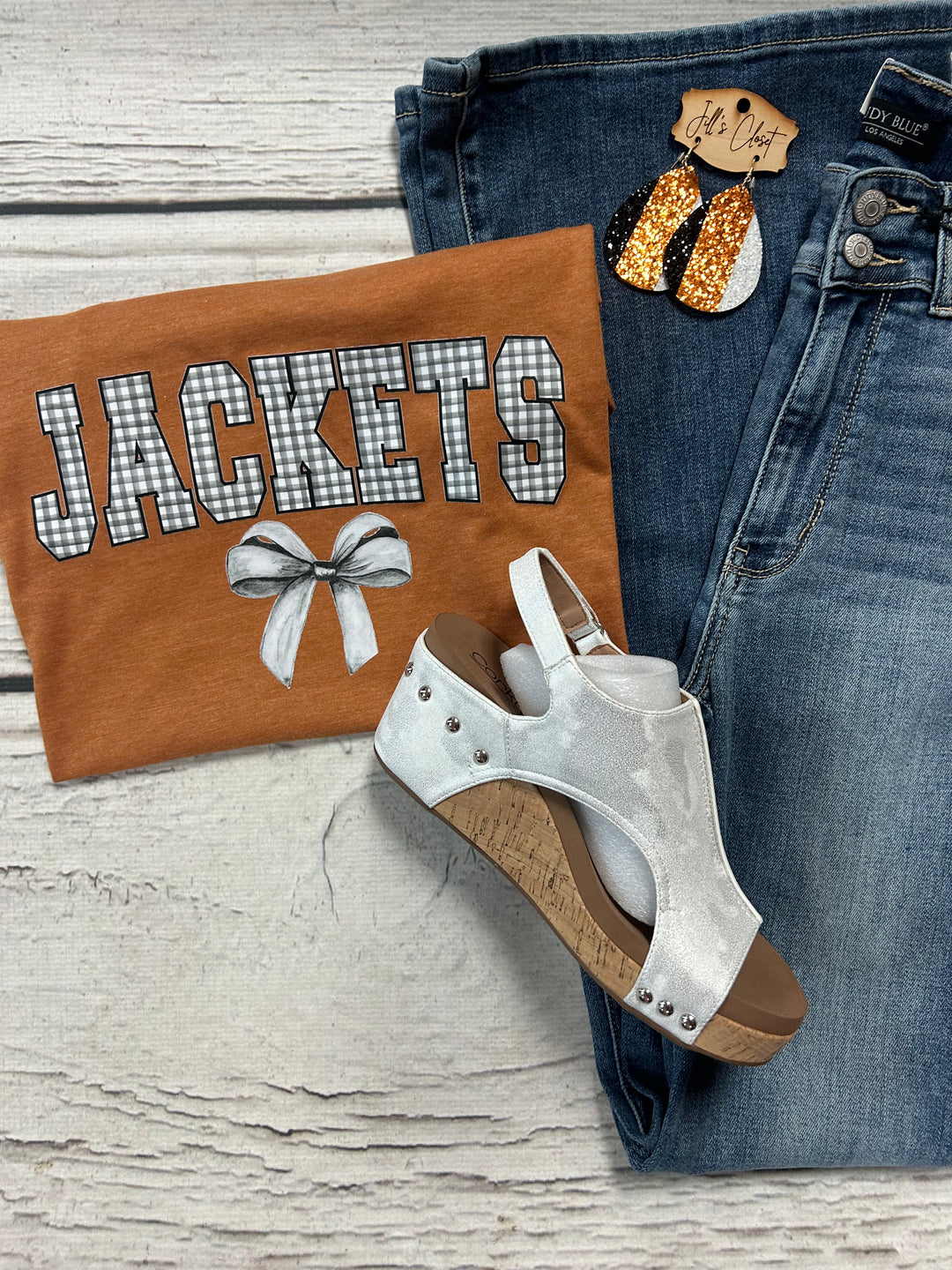 Gingham checked Jackets bow tee