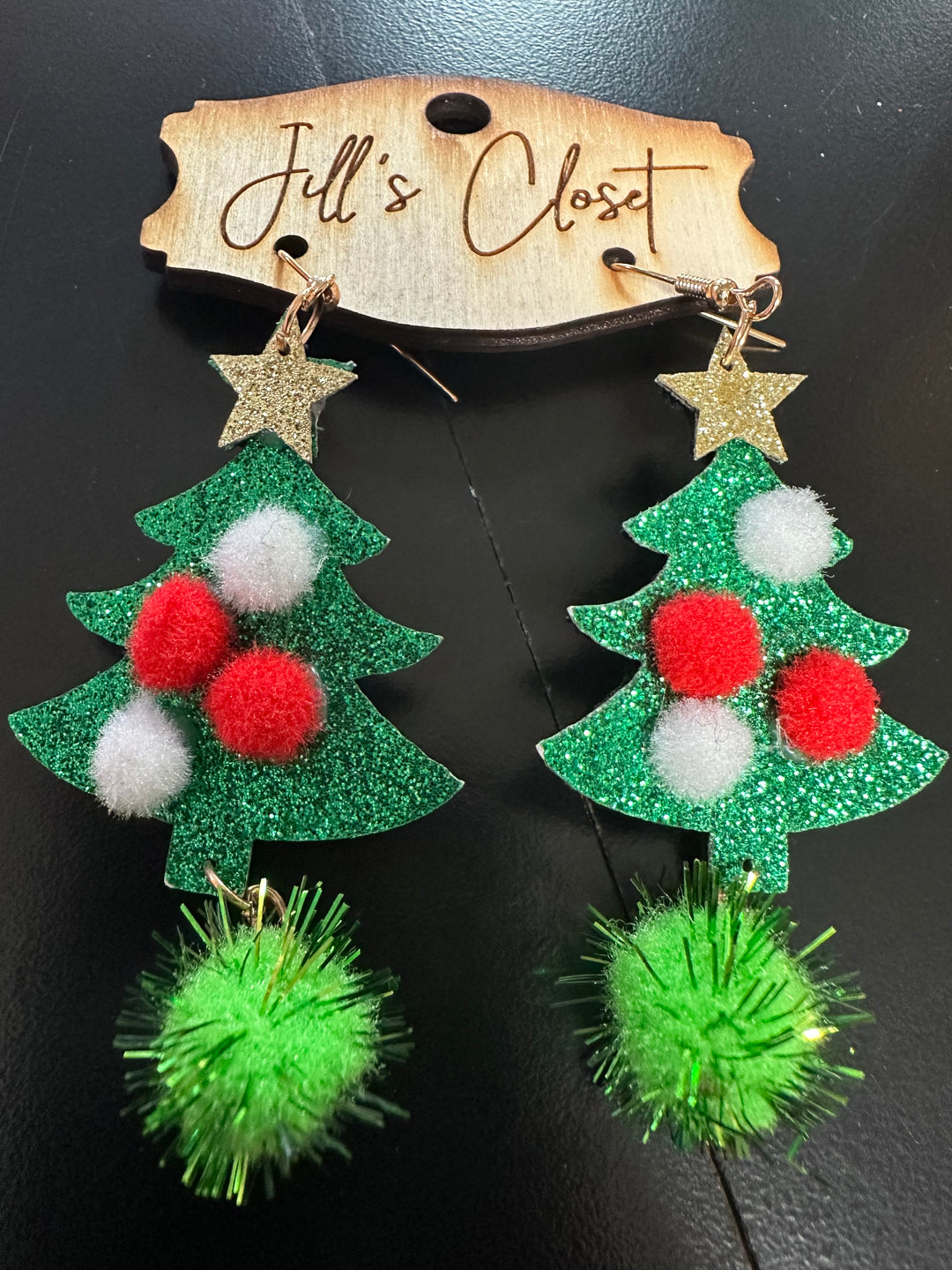 Pom Pom Christmas Trees Earrings