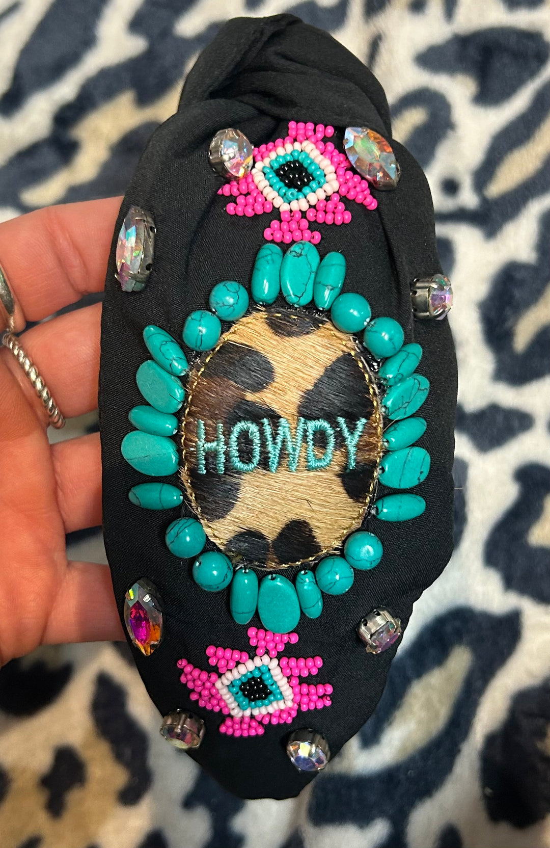 Western cheetah howdy headband