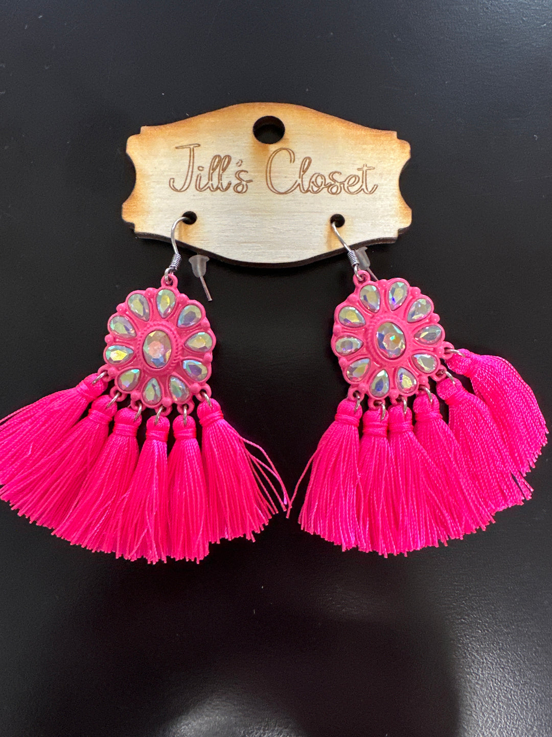 Neon Pink Tassel Earrings