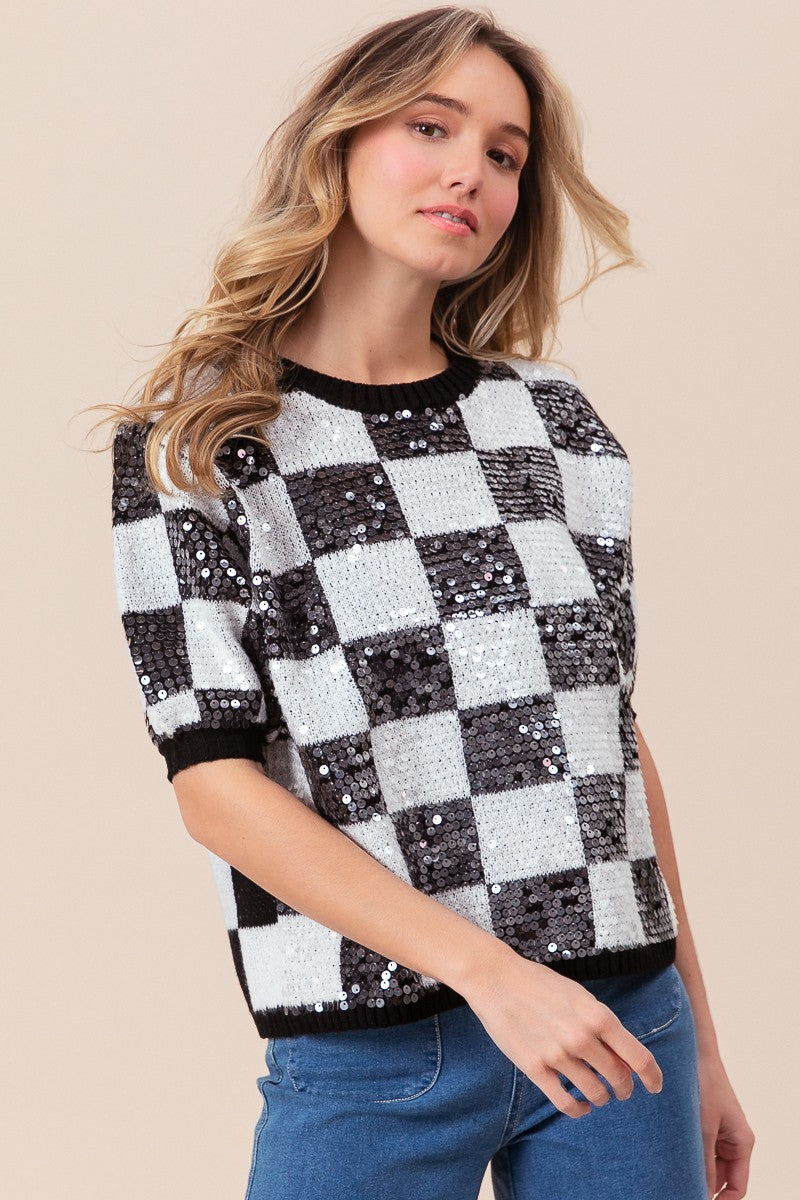 Checkmate in Sequins top