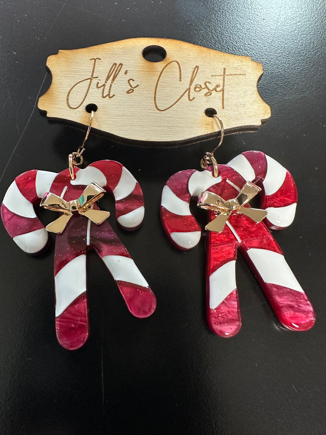 Candy Cane w/Bow Earrings