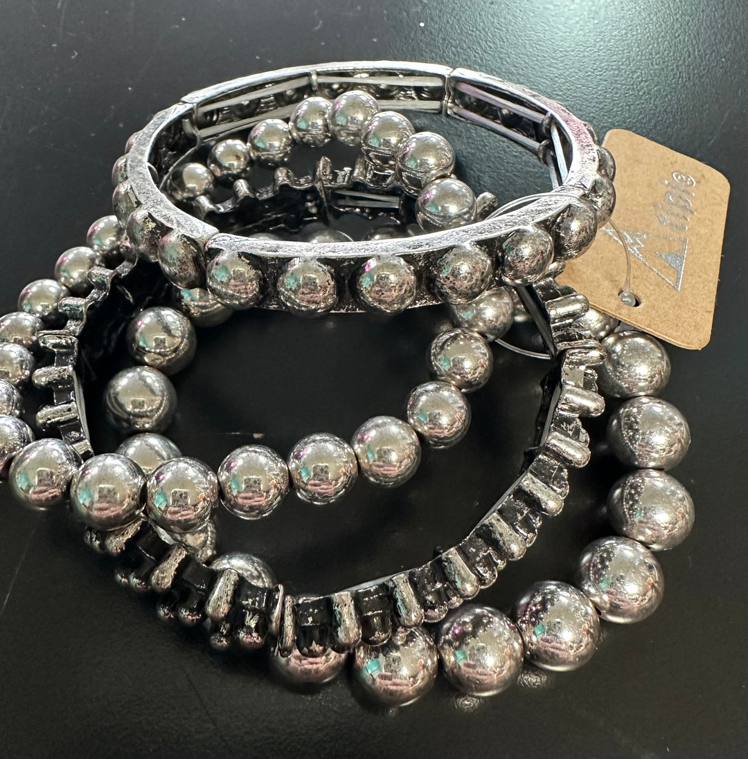 Silver bracelet stack