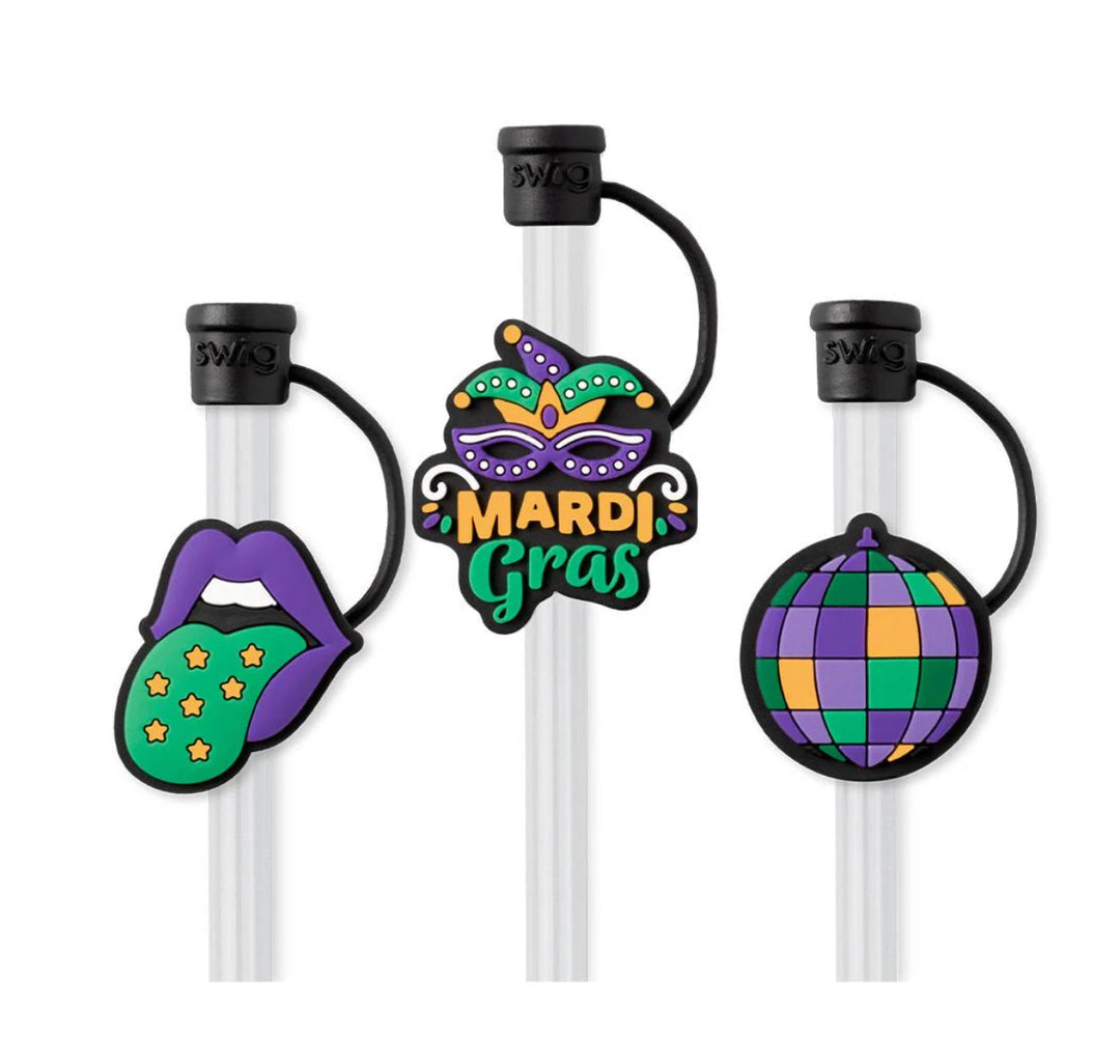 Swig Mardi Gras Party Straw Topper Set