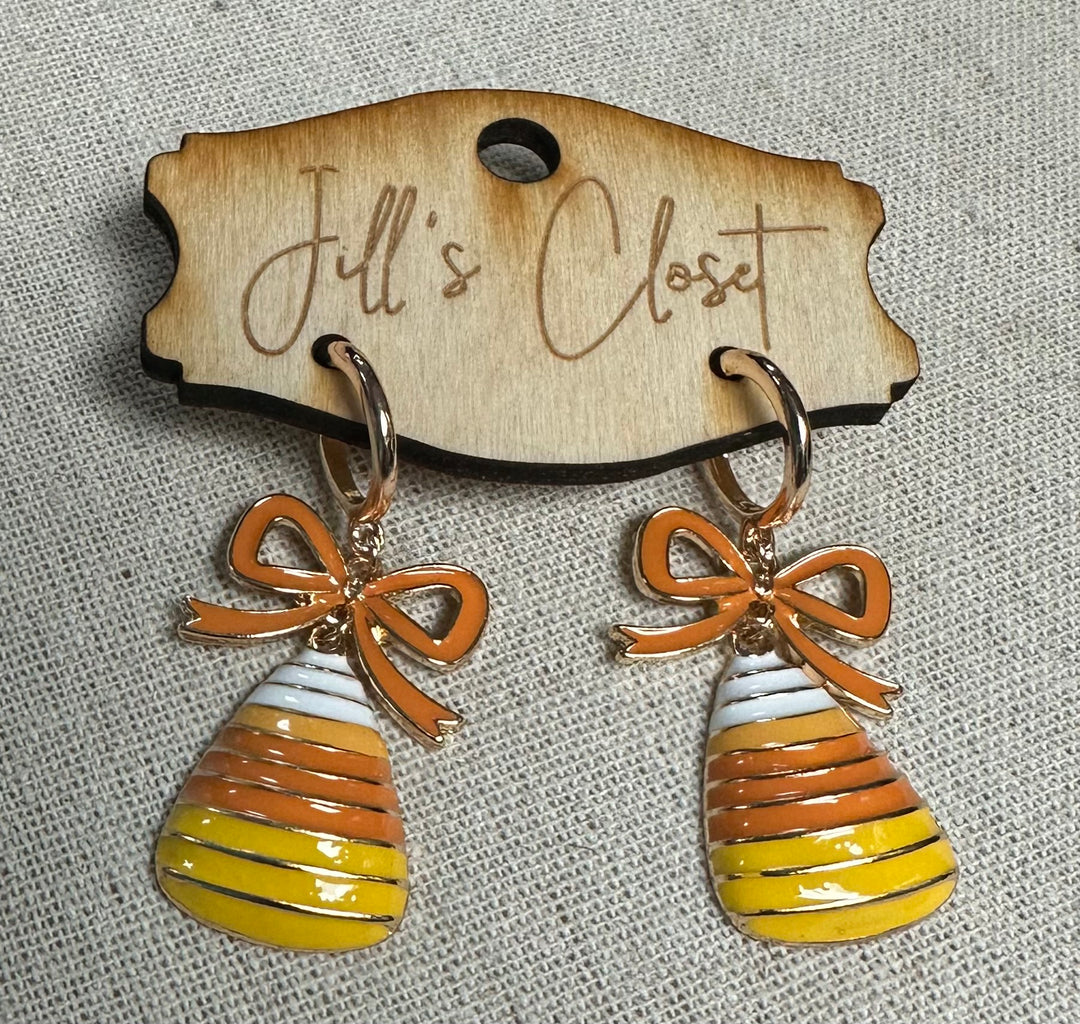 Candy Corn & Bows Earrings
