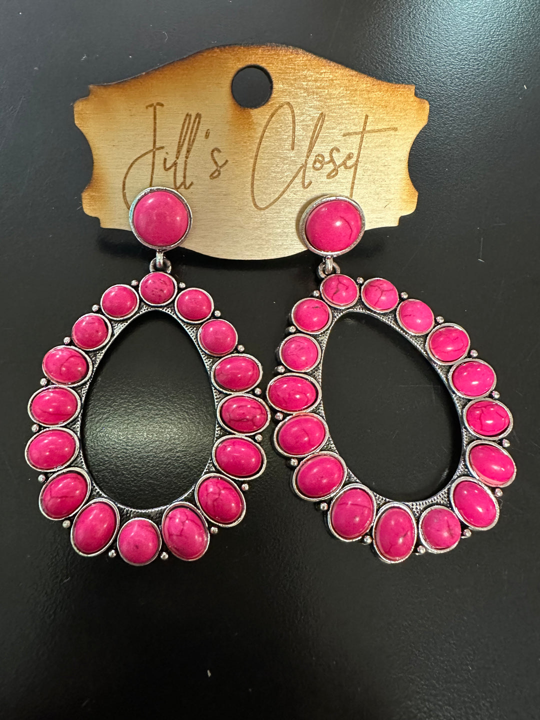 Hot Pink Hoop Stud Earrings
