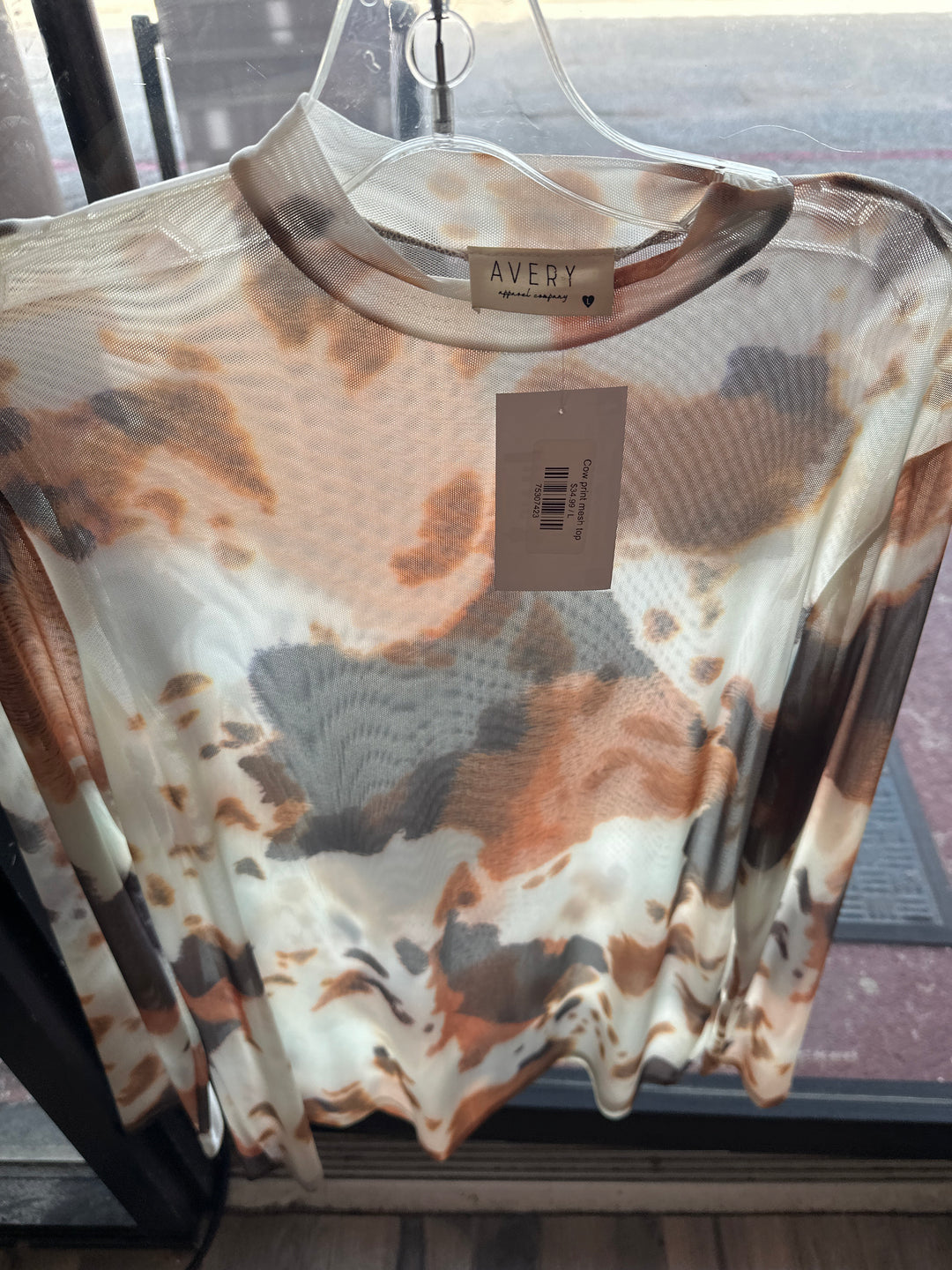 Cow print mesh top
