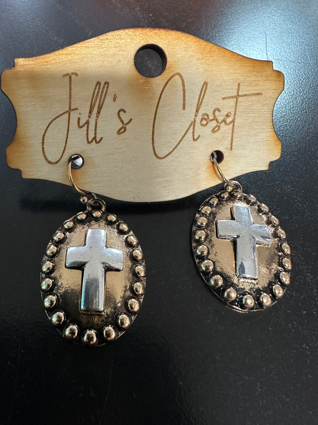 Cross Two Tone Metal Earrings