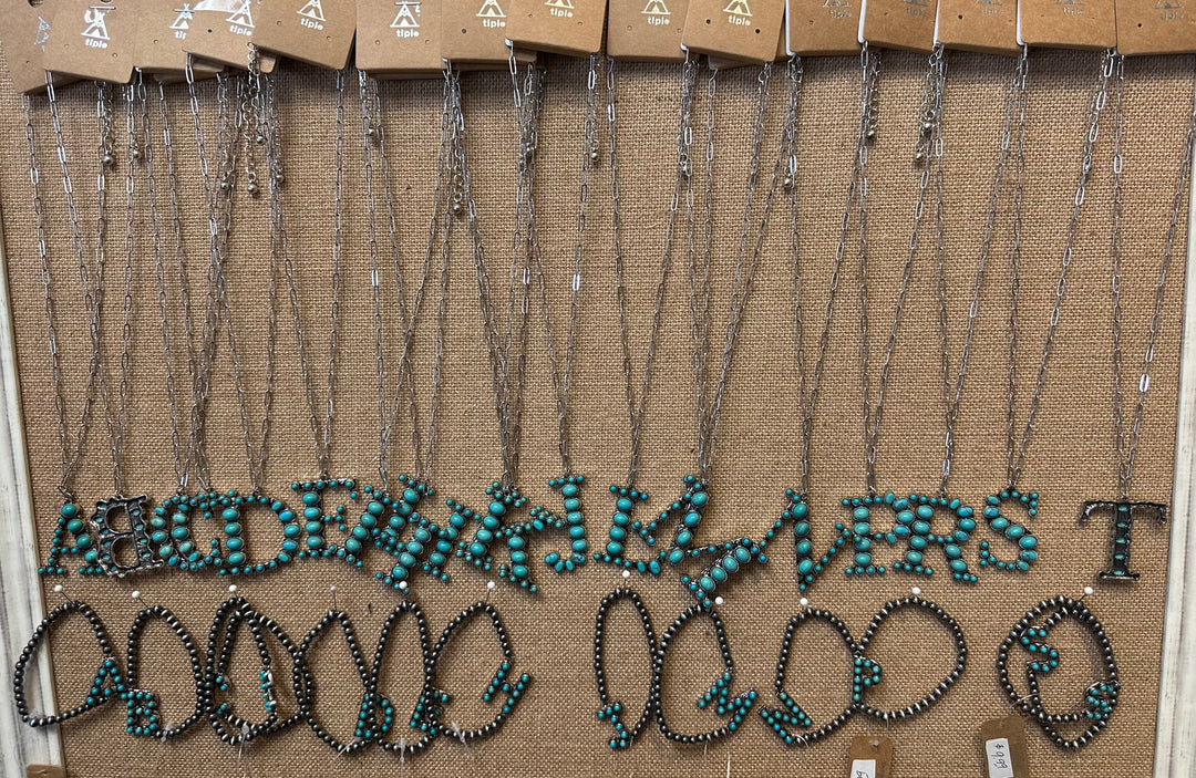 Turquoise Initial Necklace