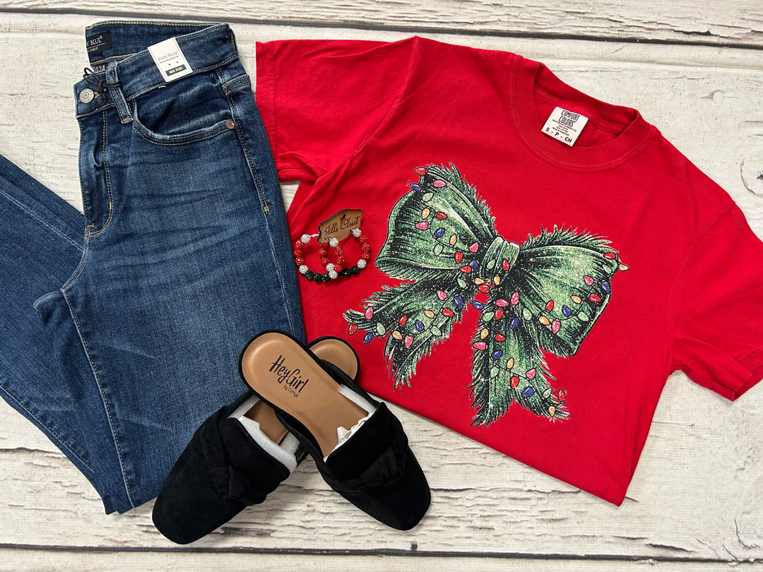 christmas tree bow tee