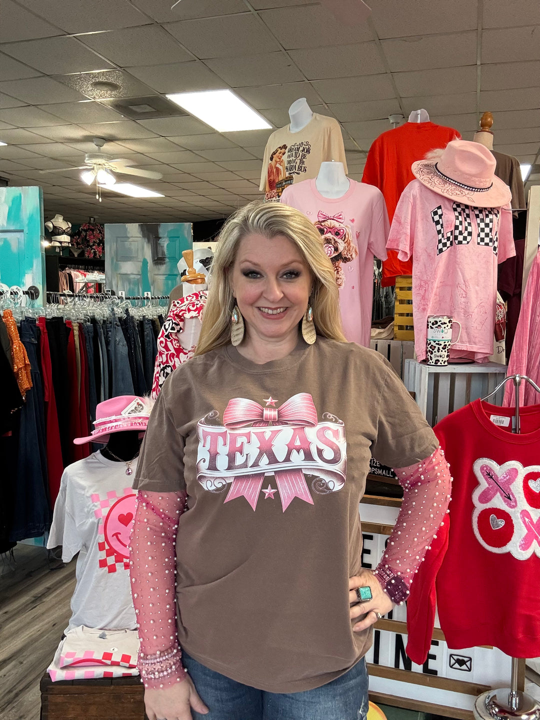 Pink Texas Bow tee