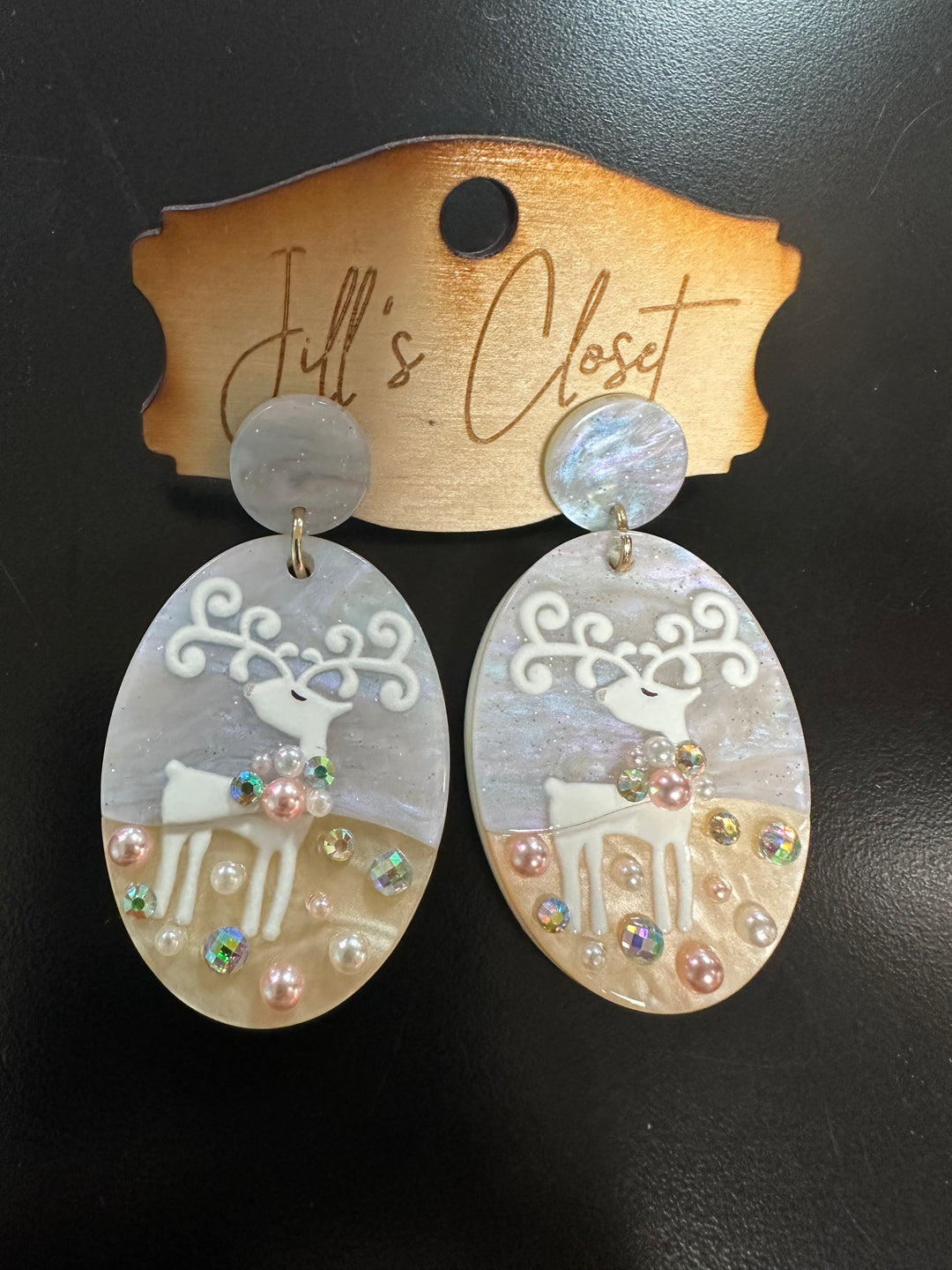 Jeweled Reindeer Stud Earrings