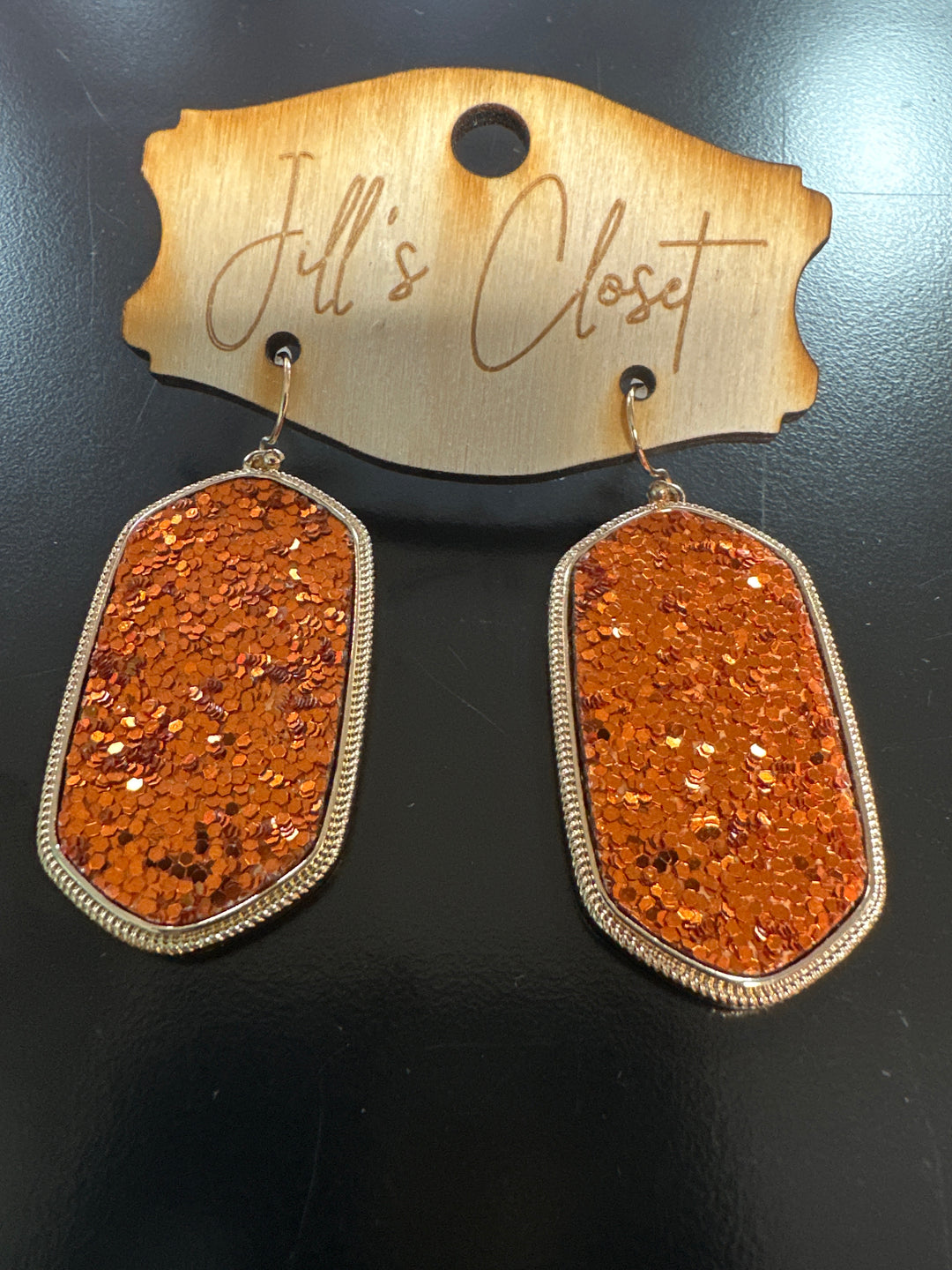Lg Oval Glitter Earrings