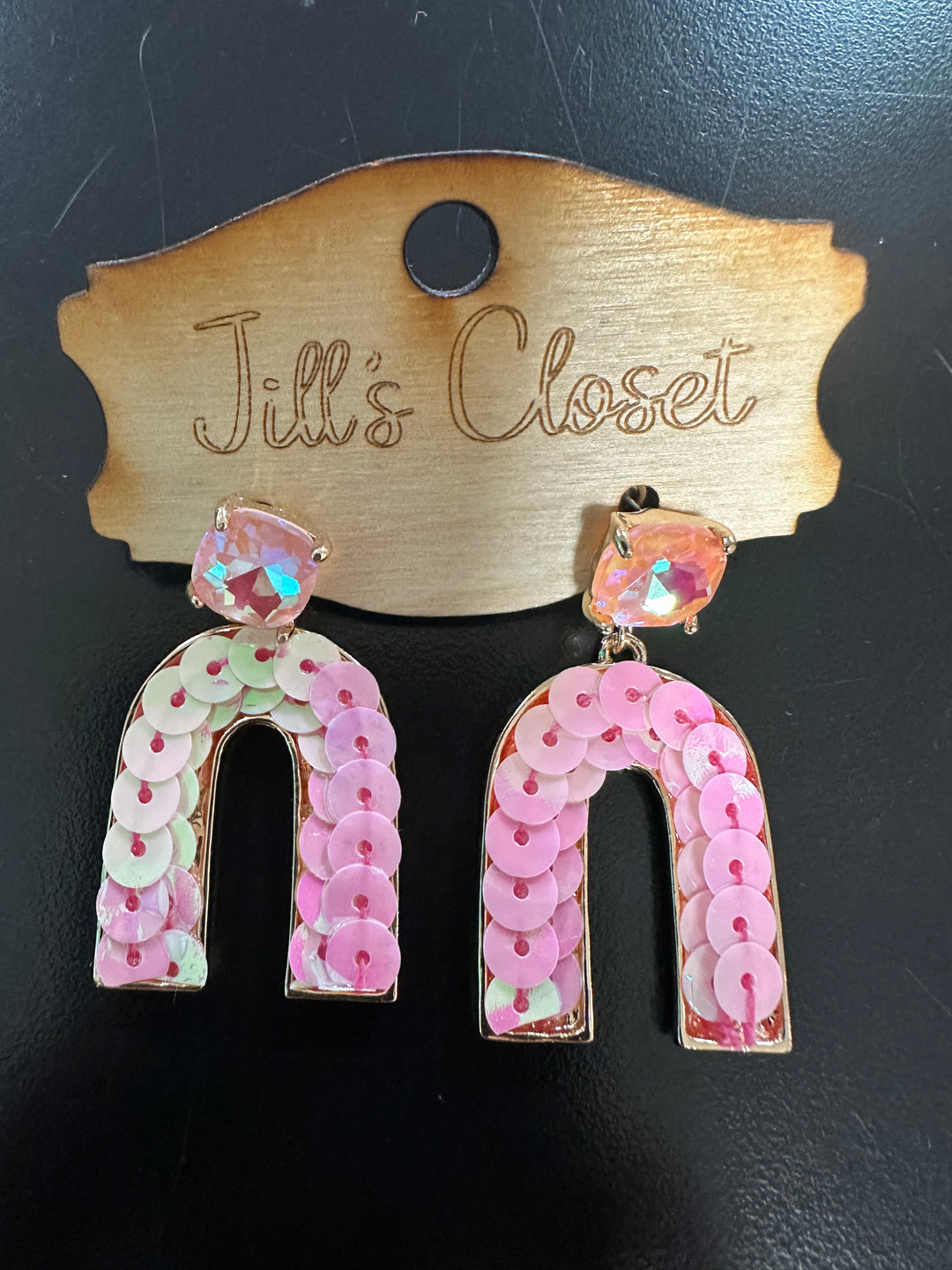 Pink sequin Stud Earrings