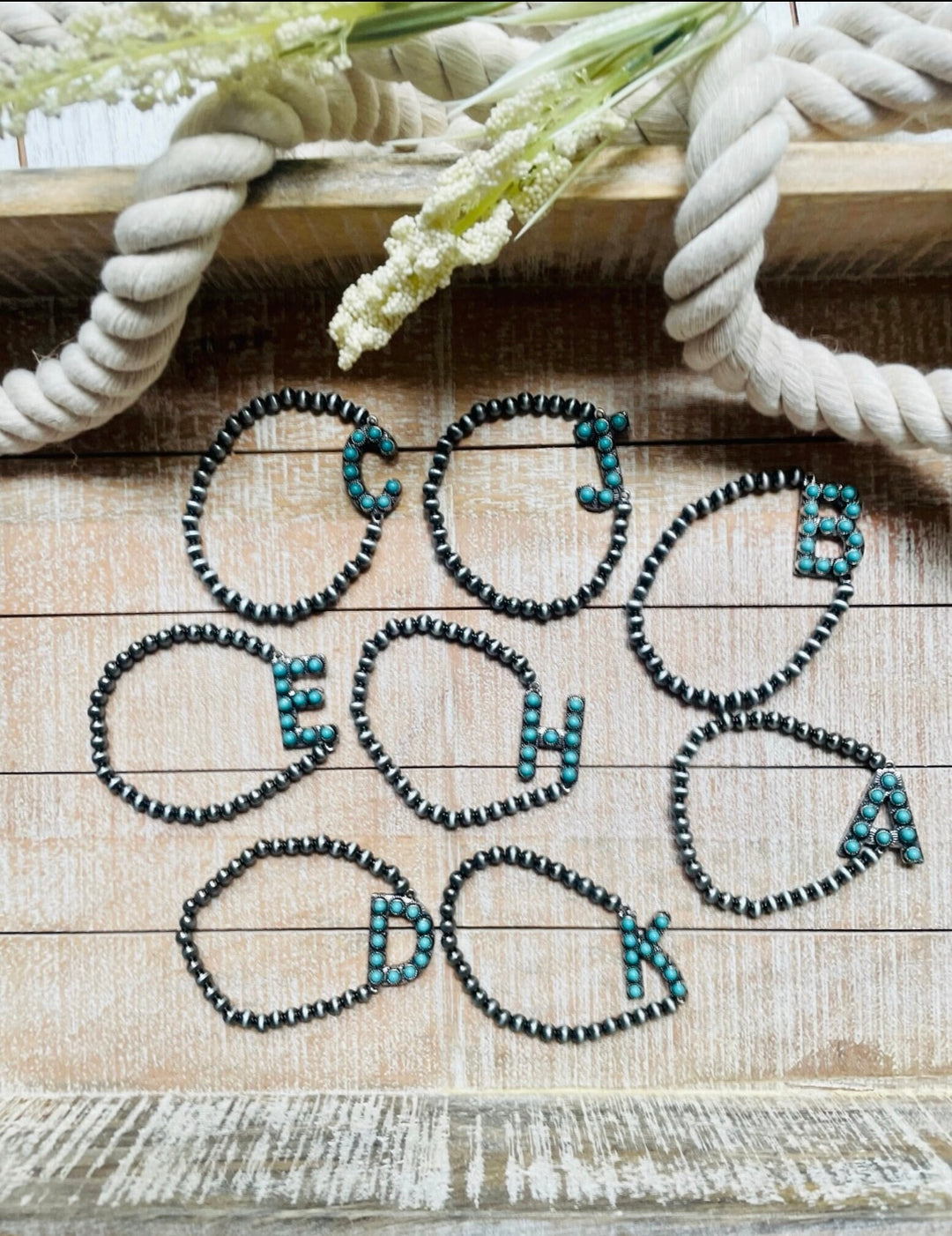 turquoise initial bracelet