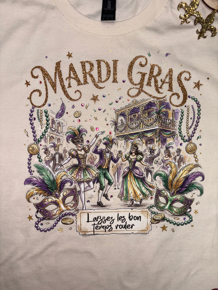 Gold glitter Mardi Gras bling t-shirt