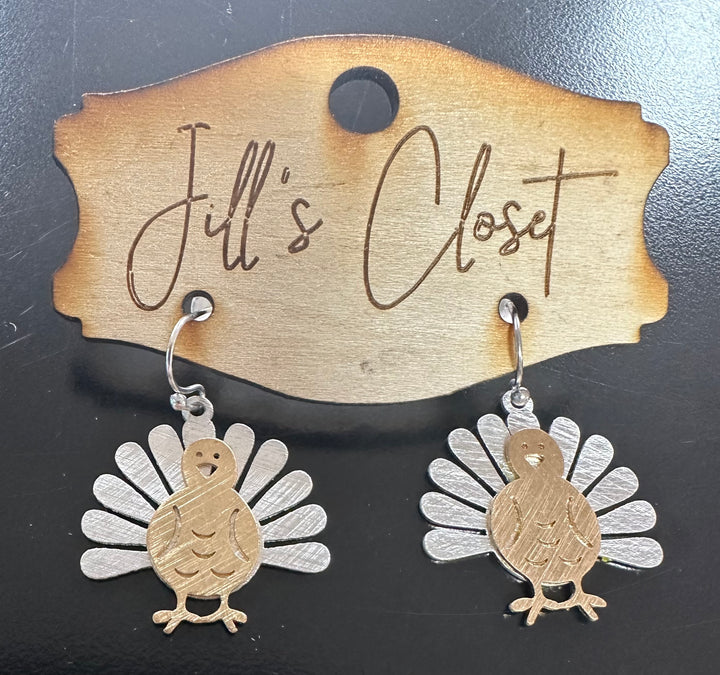 Two-tone Turkey Fishhook Earrings