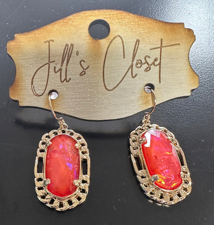 Iridescent Golden Fishhook Earrings