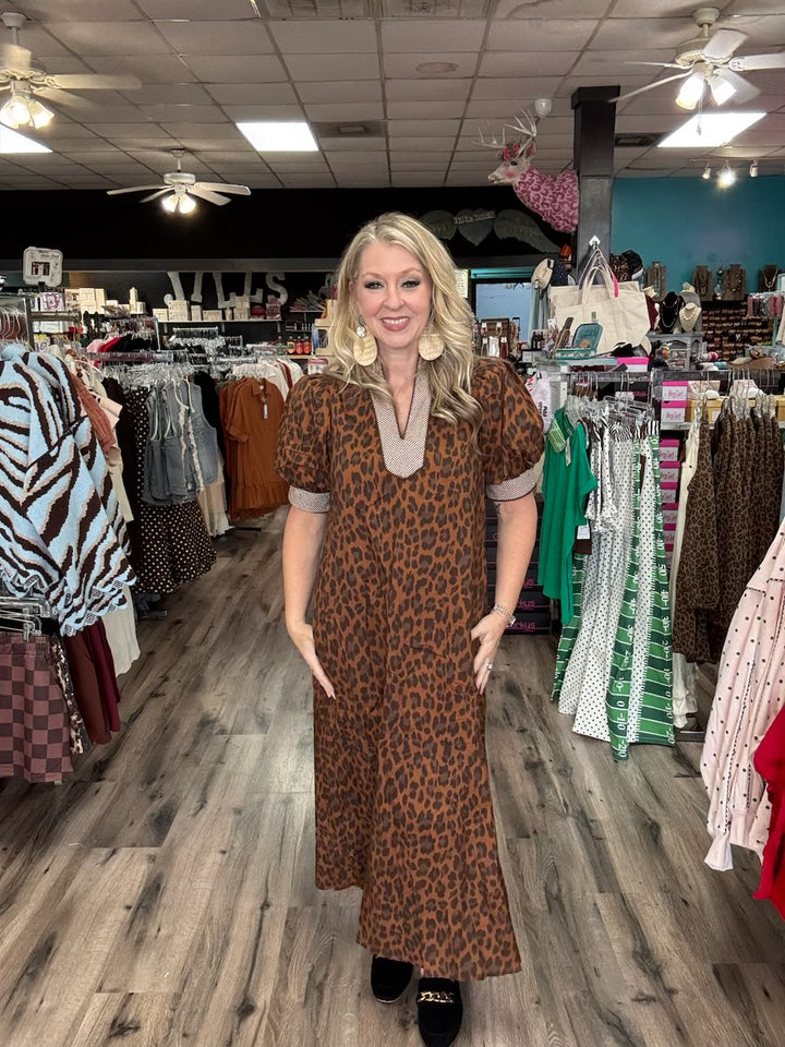Brown Leopard Maxi Dress
