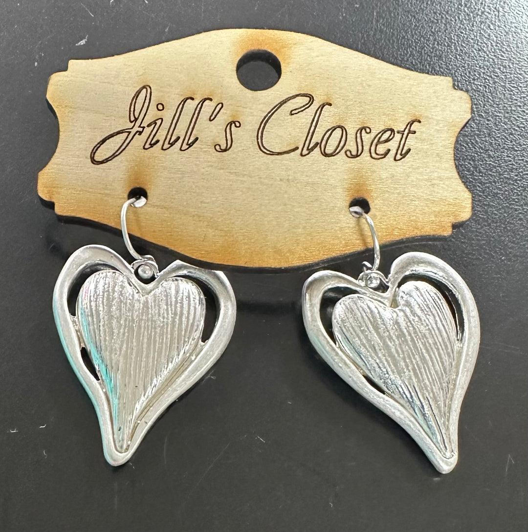 Matte Silver Heart Earrings