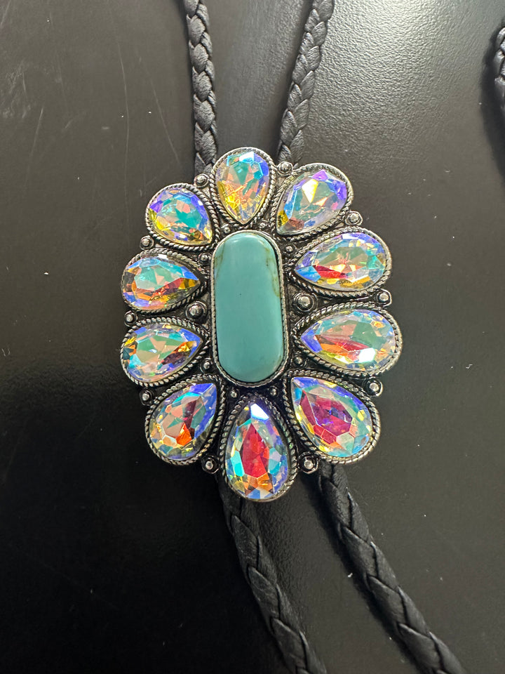 Bling & Turquoise Bolo w/ Earrings