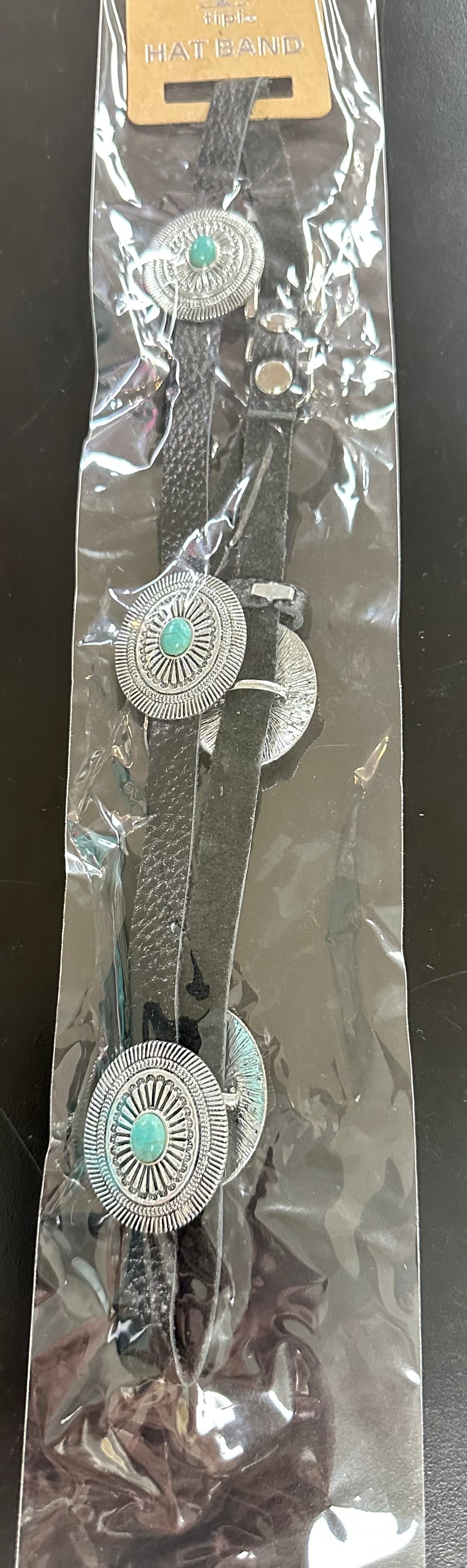 Concho on Leather Hatband