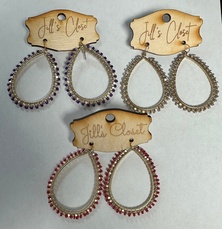 Teardrop Beaded Hoop Earrings
