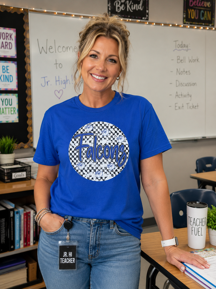 Falcons Circle Checked School Spirit T-Shirt