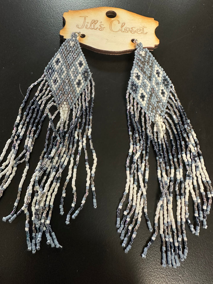 Seed Bead Tassel Earrings