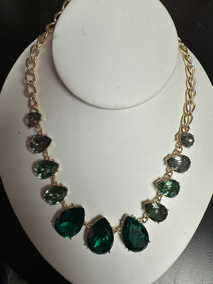 Teardrop Faceted Stone Necklace