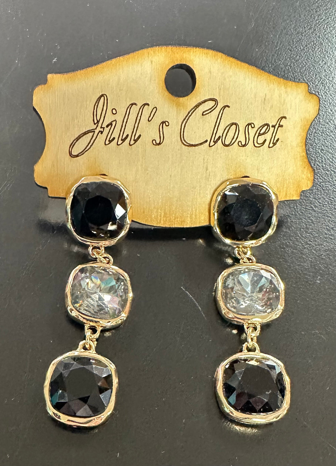 Triple Drop Rhinestone Stud Earrings