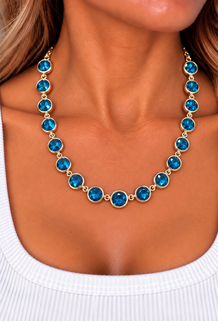 Jennifer’s Rd Faceted Stone Necklace