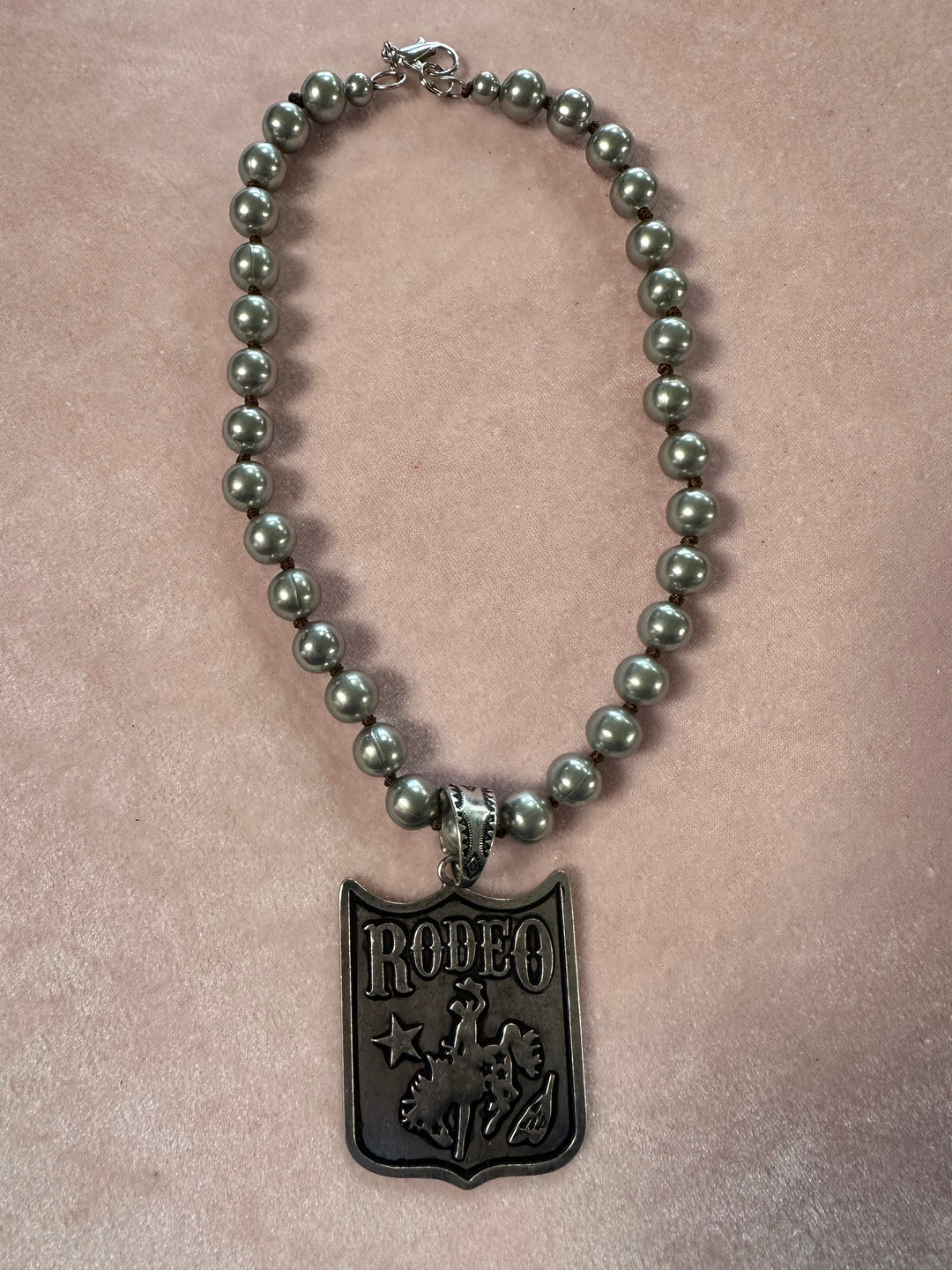 Knotted Silver Bead Pendant Necklace