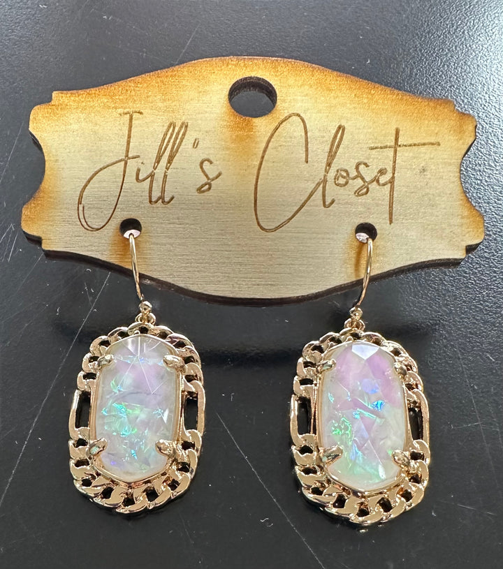 Iridescent Golden Fishhook Earrings