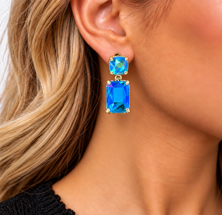 Rectangular Crystal Stud Earrings