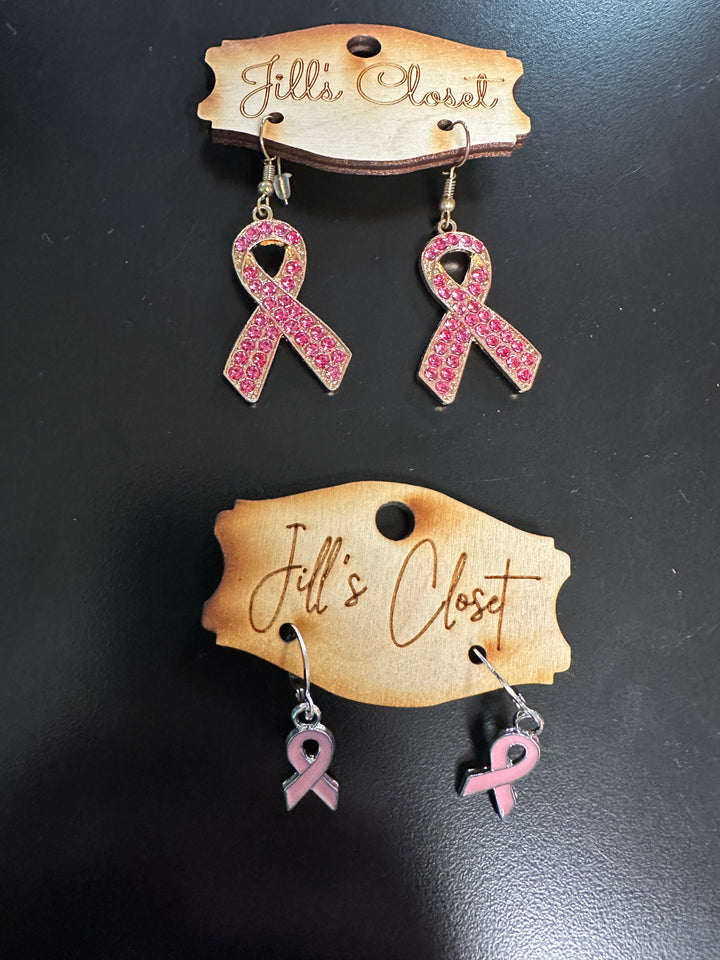 Breast Cancer Ribbon Earrings