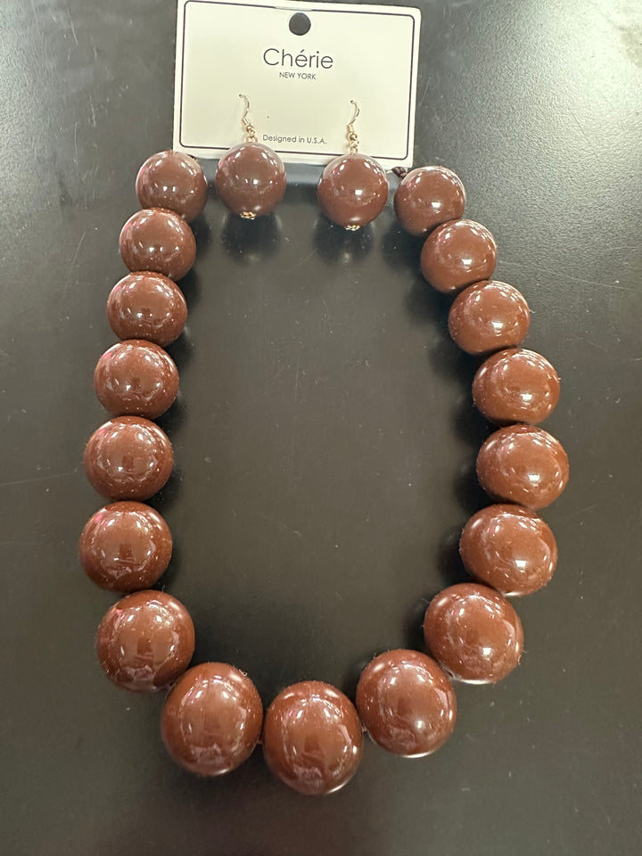 Extra Large Beaded Necklace & Earrings
