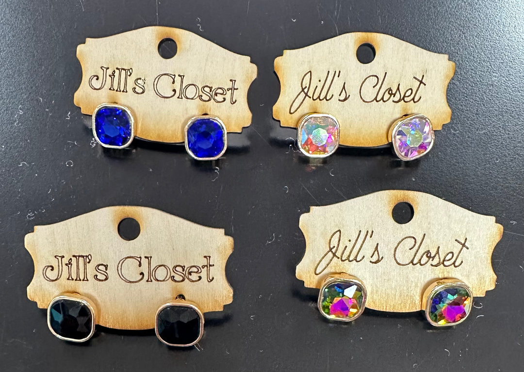 Square Stud Bling Earrings