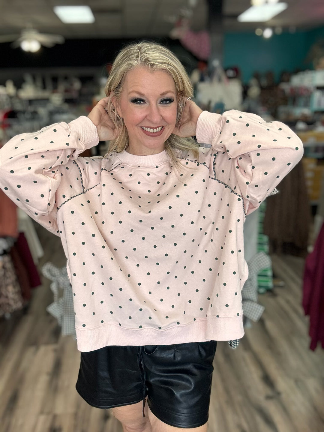 Gingham & Dot Sweatshirt