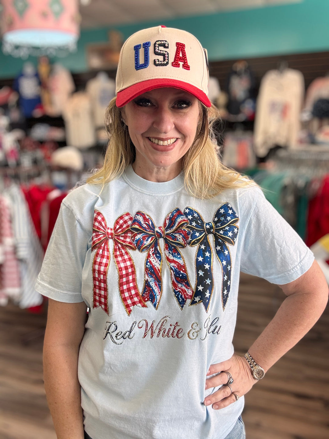Liberty Bows bling tee