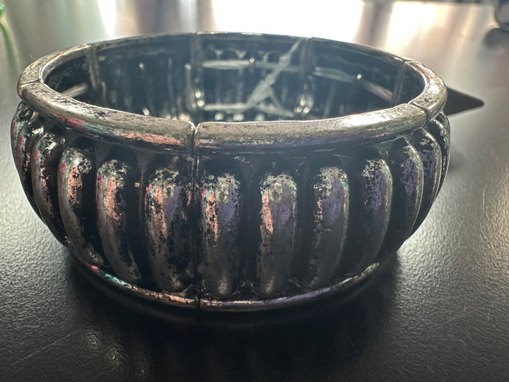 Wide Silver Bangle Bracelet