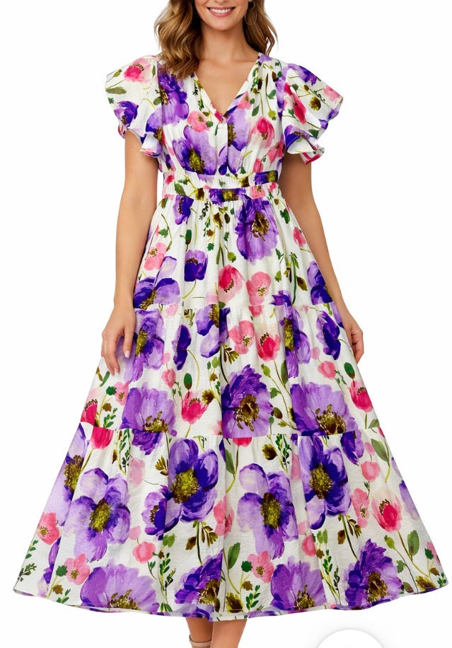 Violet Garden Midi Dress
