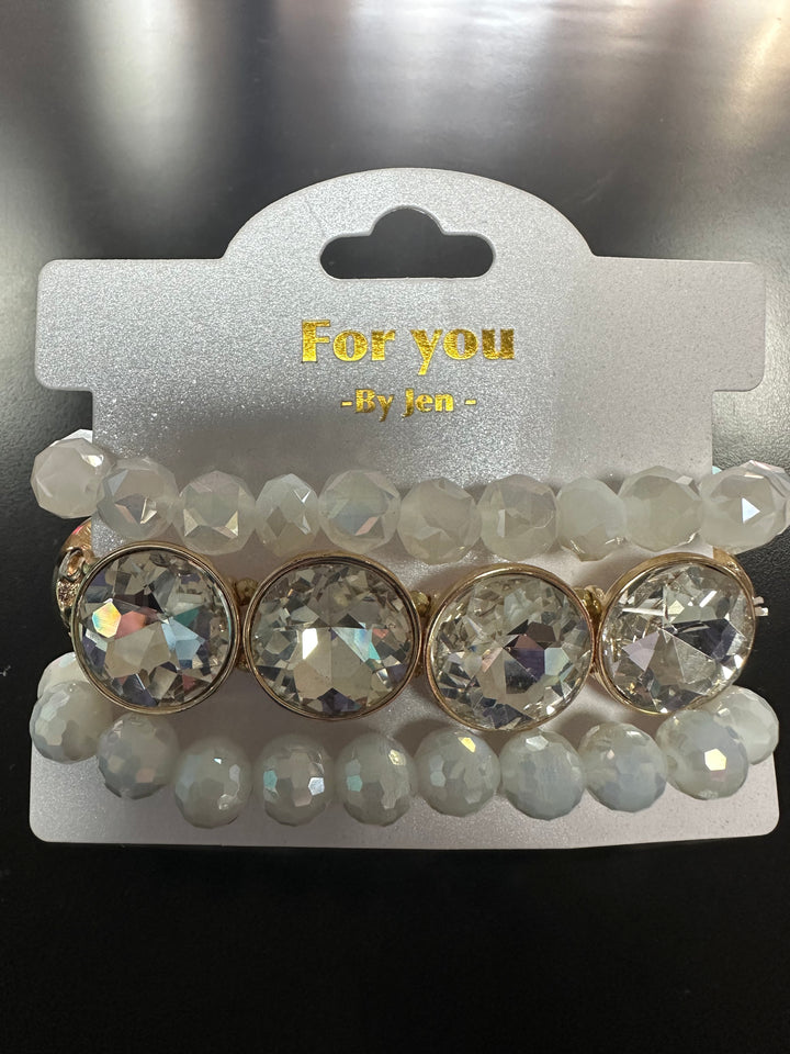 White Stacked Bracelet Set