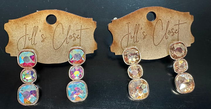 Triple Bling Stud Earrings