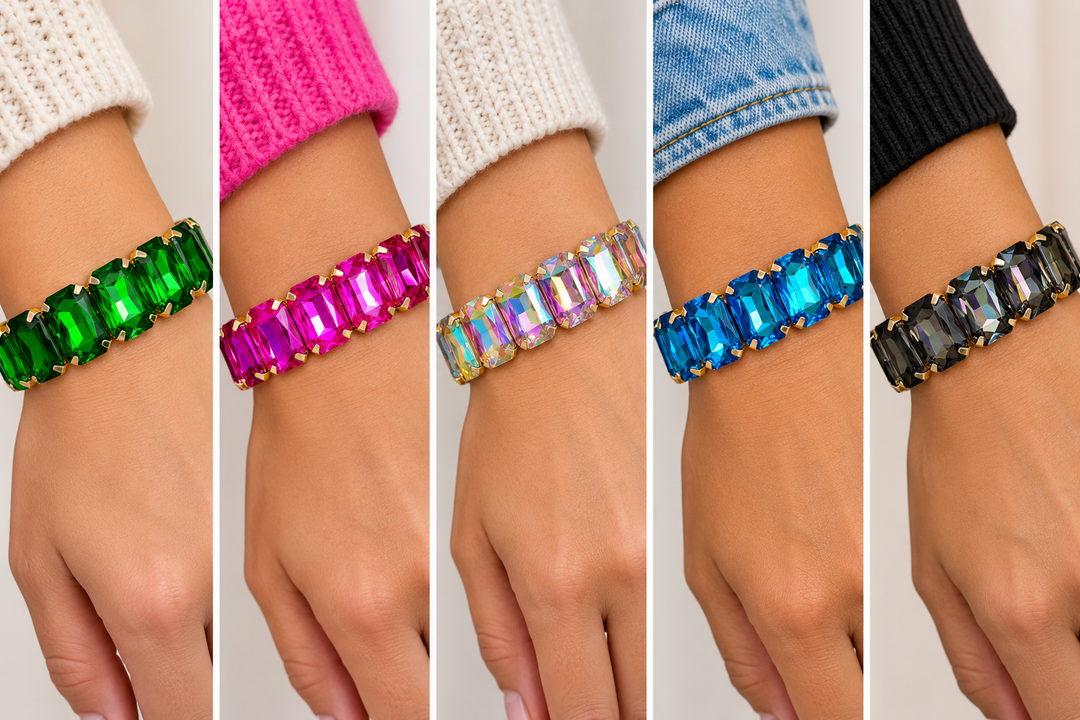 Rectangle Faceted Jeweltone Bracelet