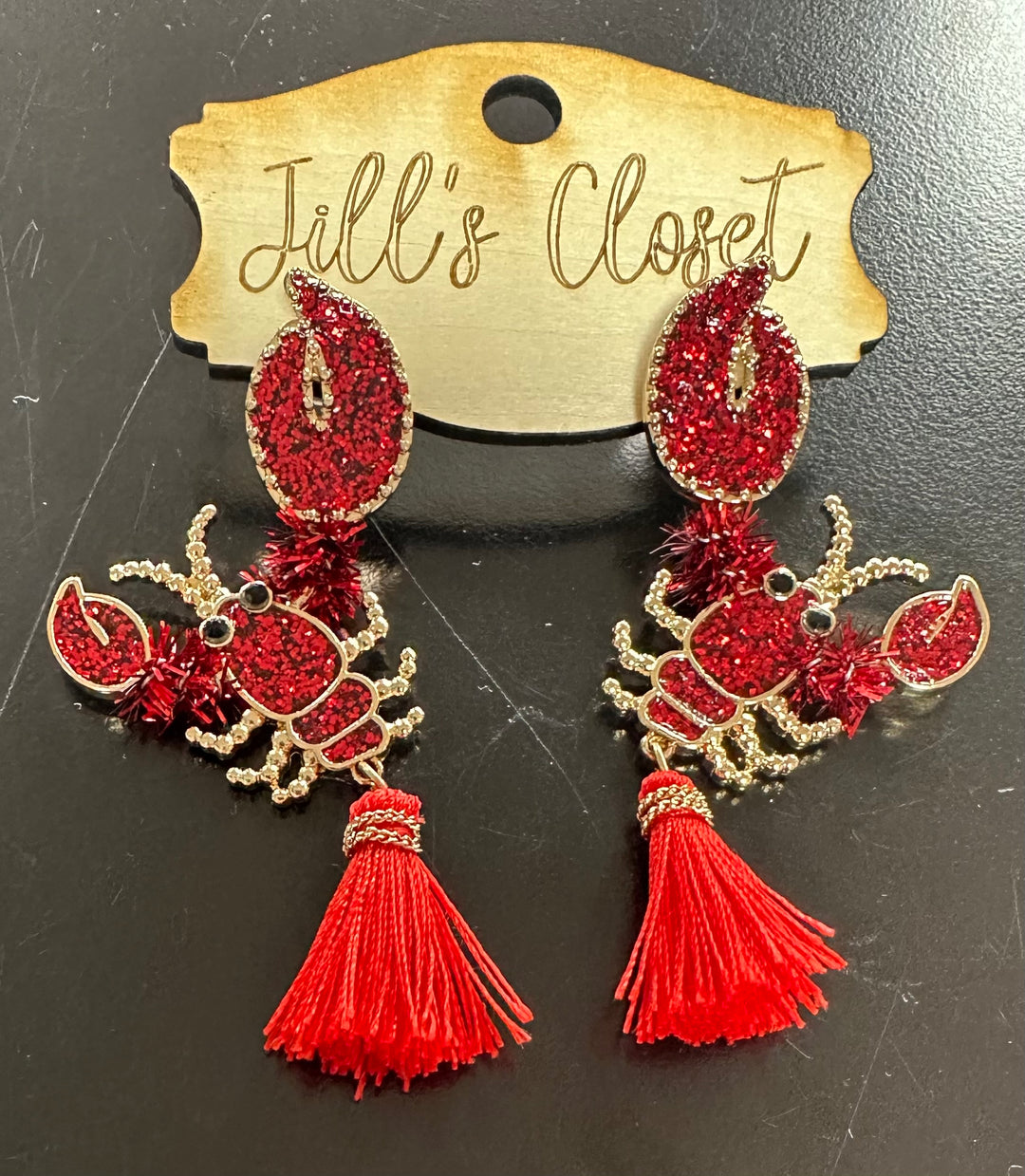 Glittery Crawfish (Lobster) Earrings