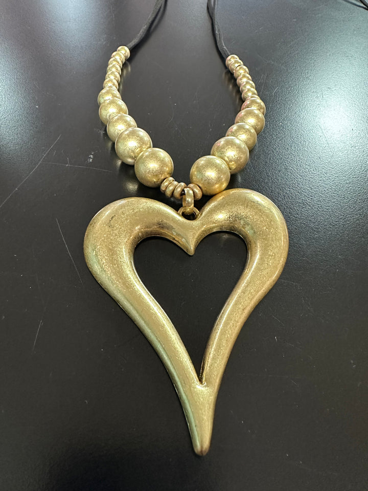 Beads & Heart Pendant Necklace