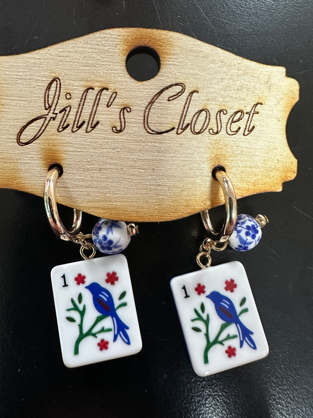 Mahjong Hoop Tile Earrings